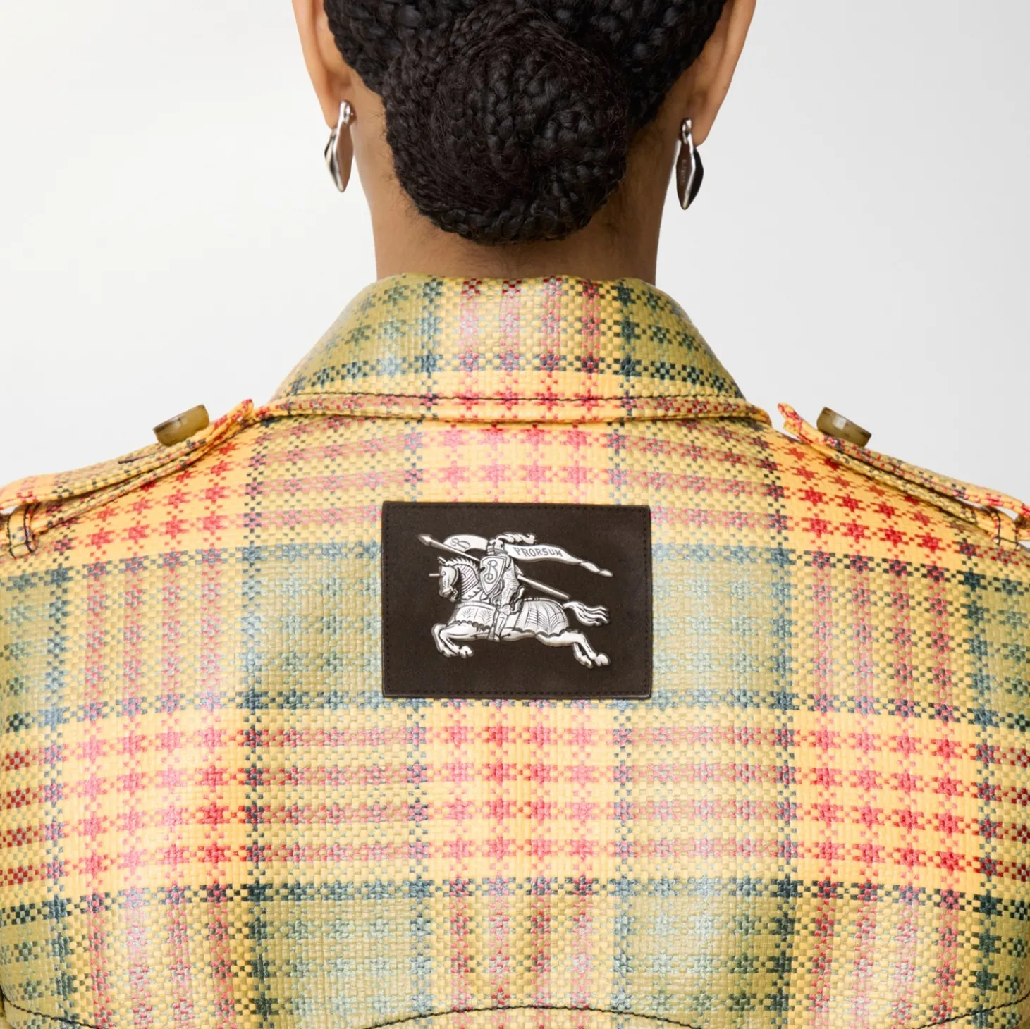Short Check Coated Raffia-effect Summerside Trench Coat