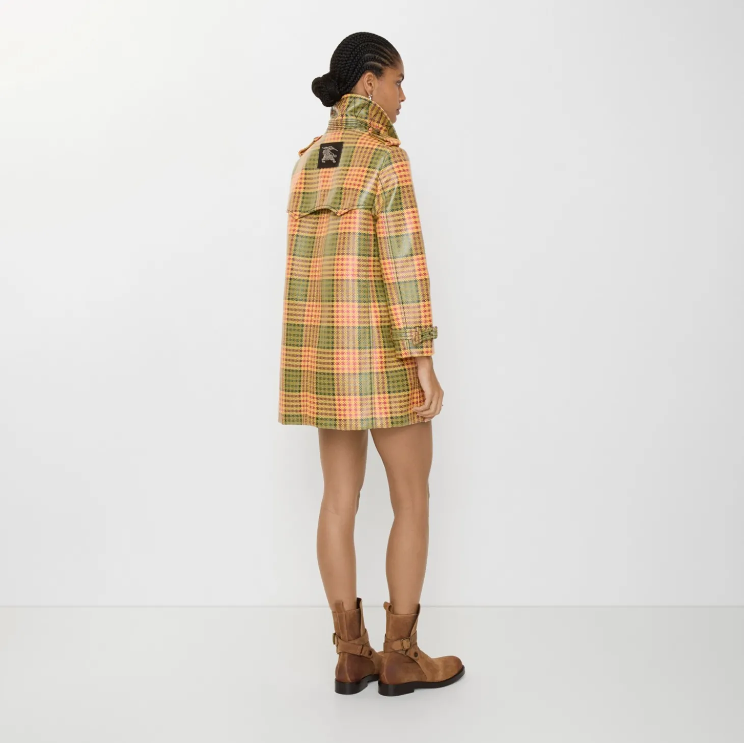 Short Check Coated Raffia-effect Summerside Trench Coat