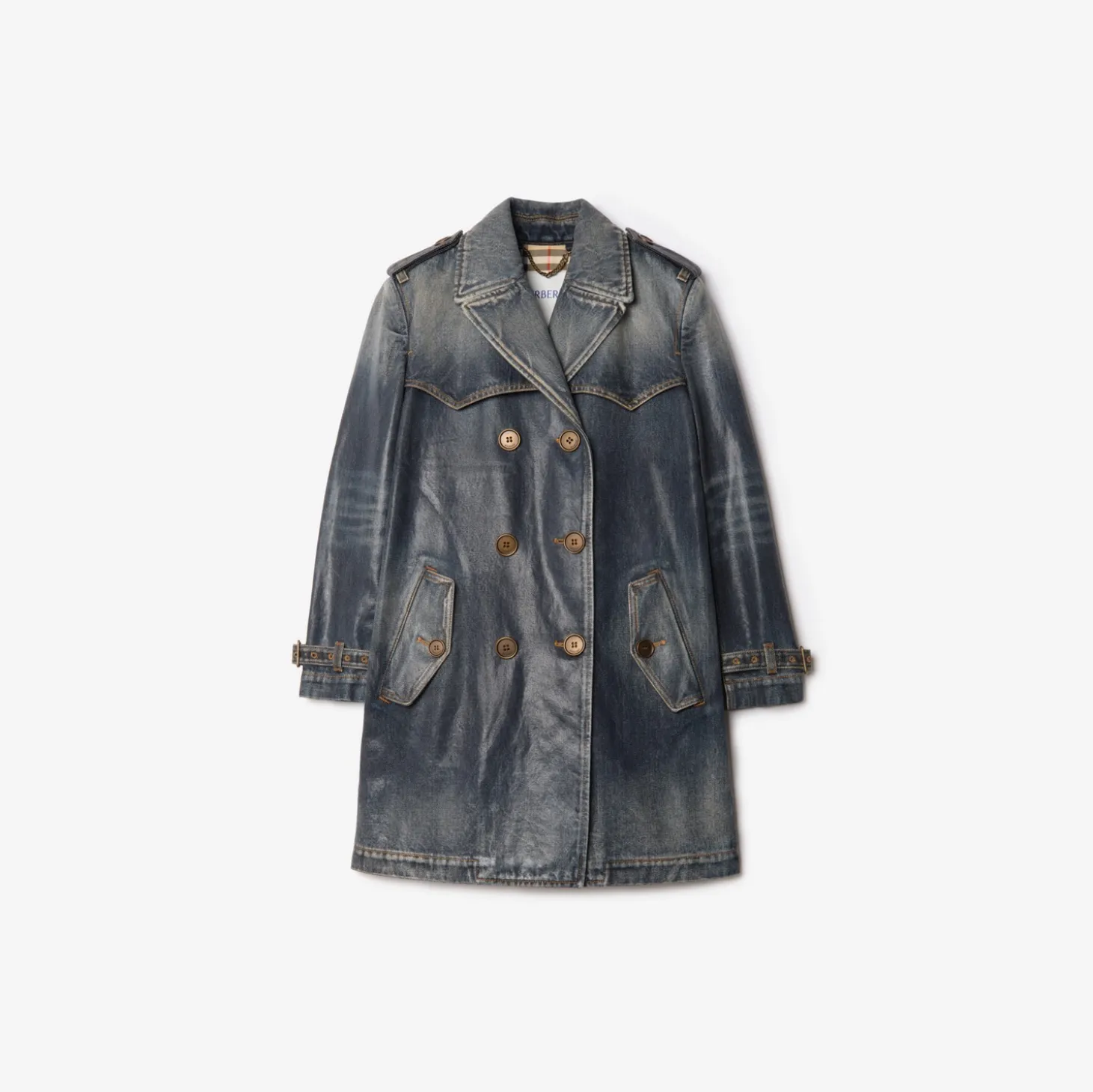 Short Coated Denim Trench Coat