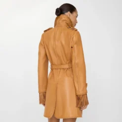 Short Fringed Leather Car Coat