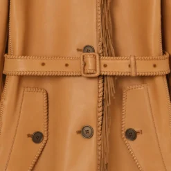 Short Fringed Leather Car Coat