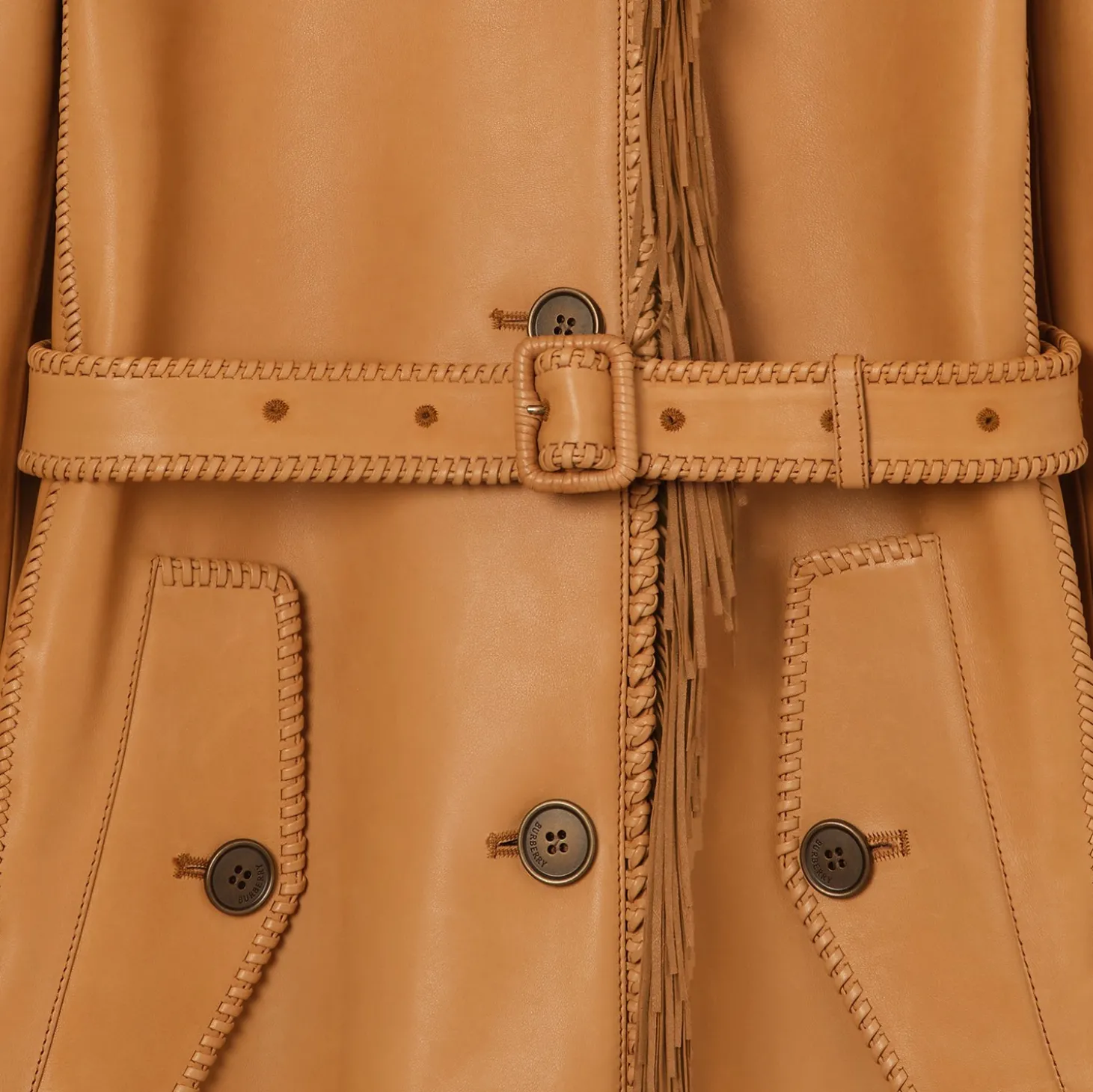 Short Fringed Leather Car Coat