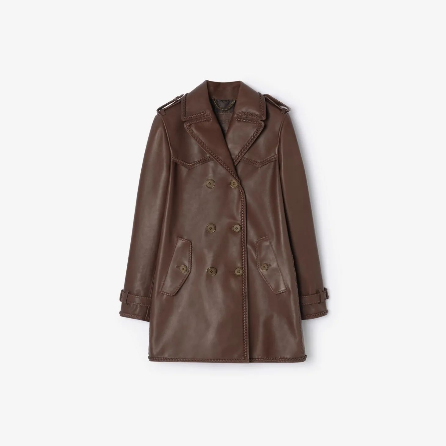 Short Fringed Leather Trench Coat