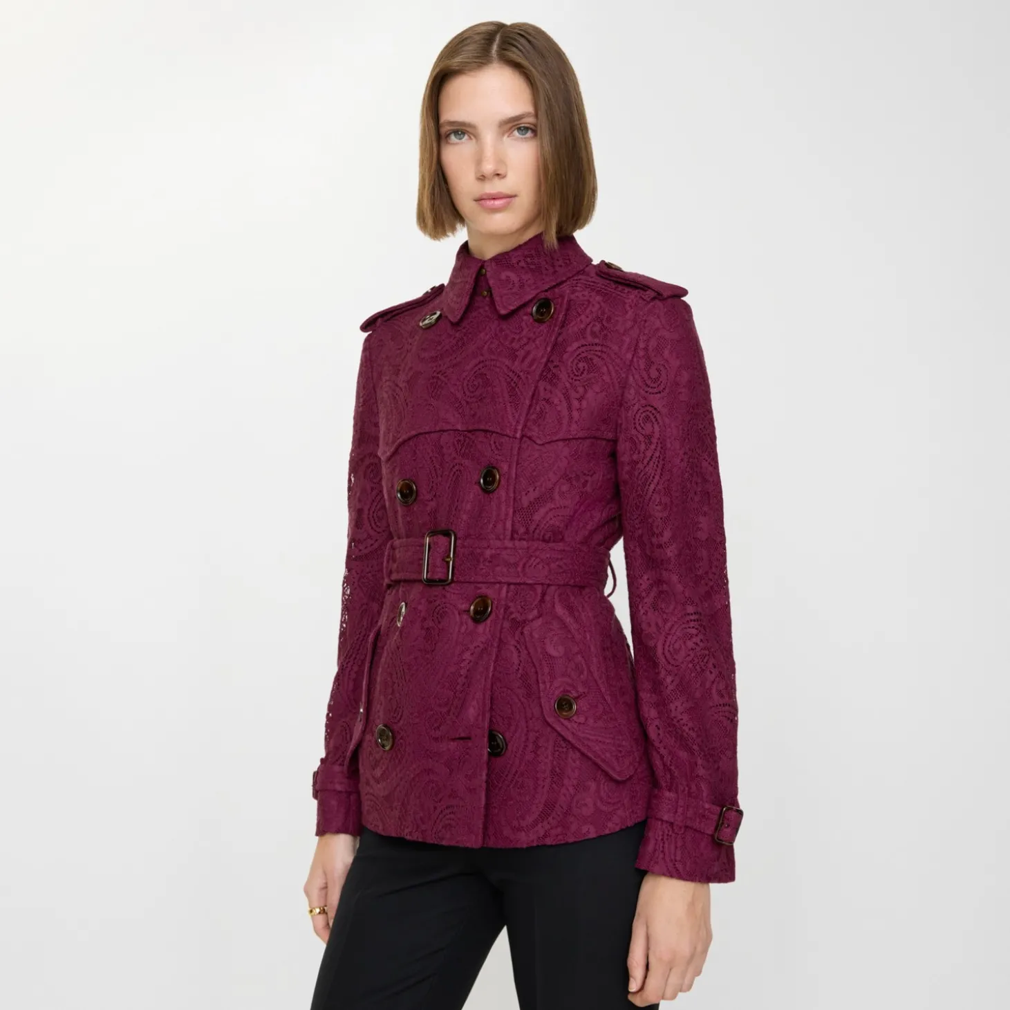 Short Paisley Lace Foxfield Trench Coat