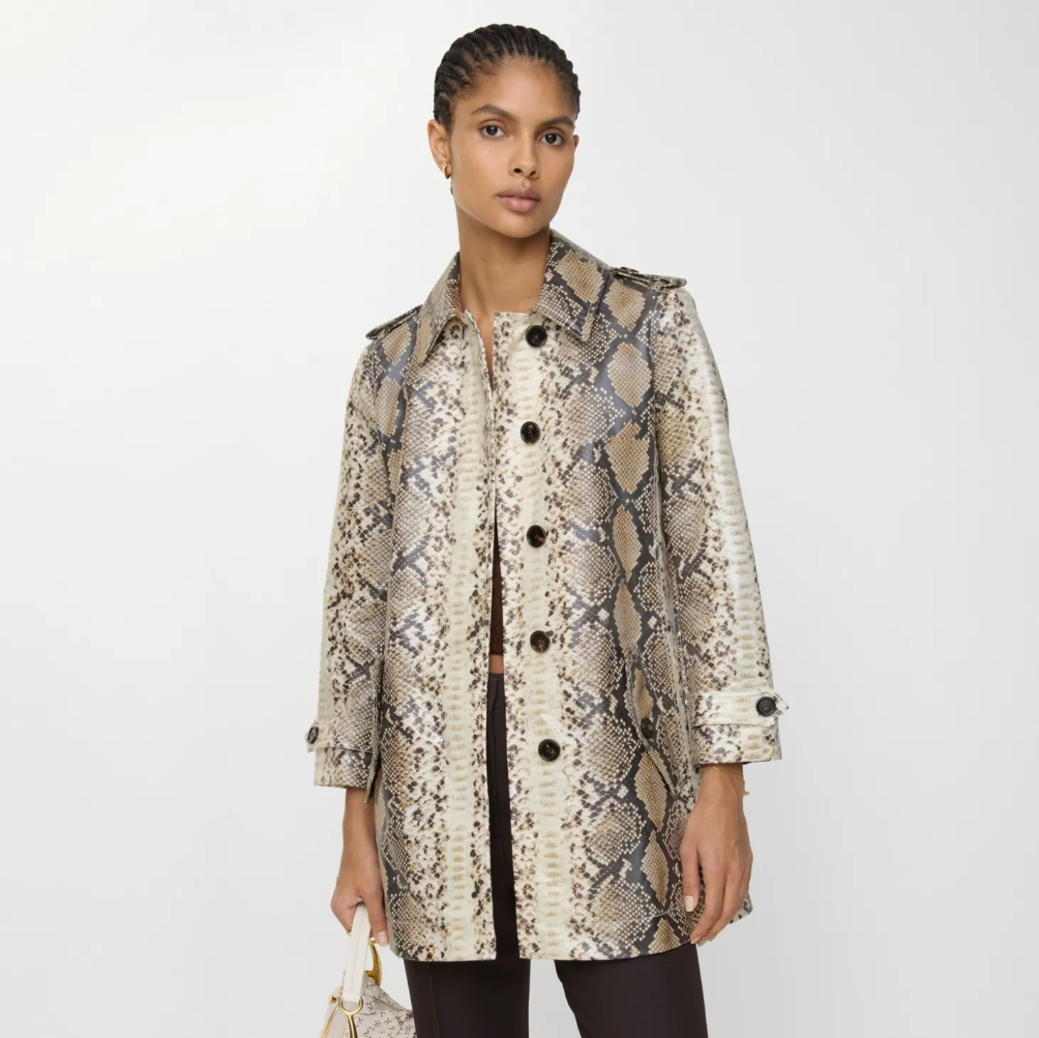 Short Python Print Coated Cotton Stonehaven Car Coat