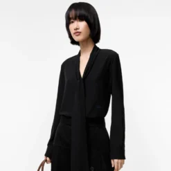 Silk Crepe De Chine Scarf Blouse