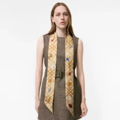 Skinny Check Charm Silk Scarf