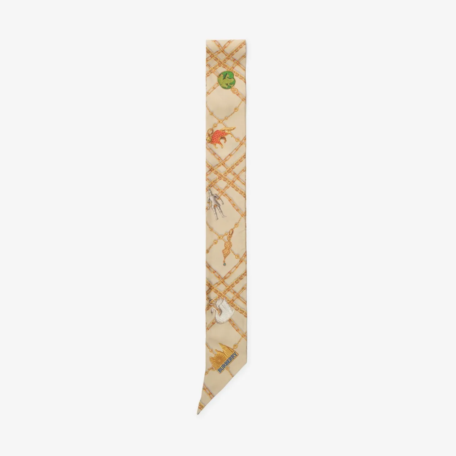 Skinny Check Charm Silk Scarf