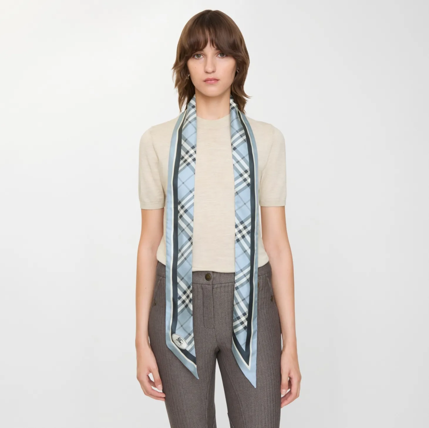 Skinny Check Silk Scarf