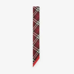 Skinny Contrast Check Silk Scarf