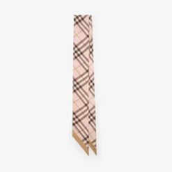 Skinny Contrast Check Silk Scarf