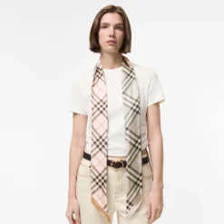 Skinny Contrast Check Silk Scarf
