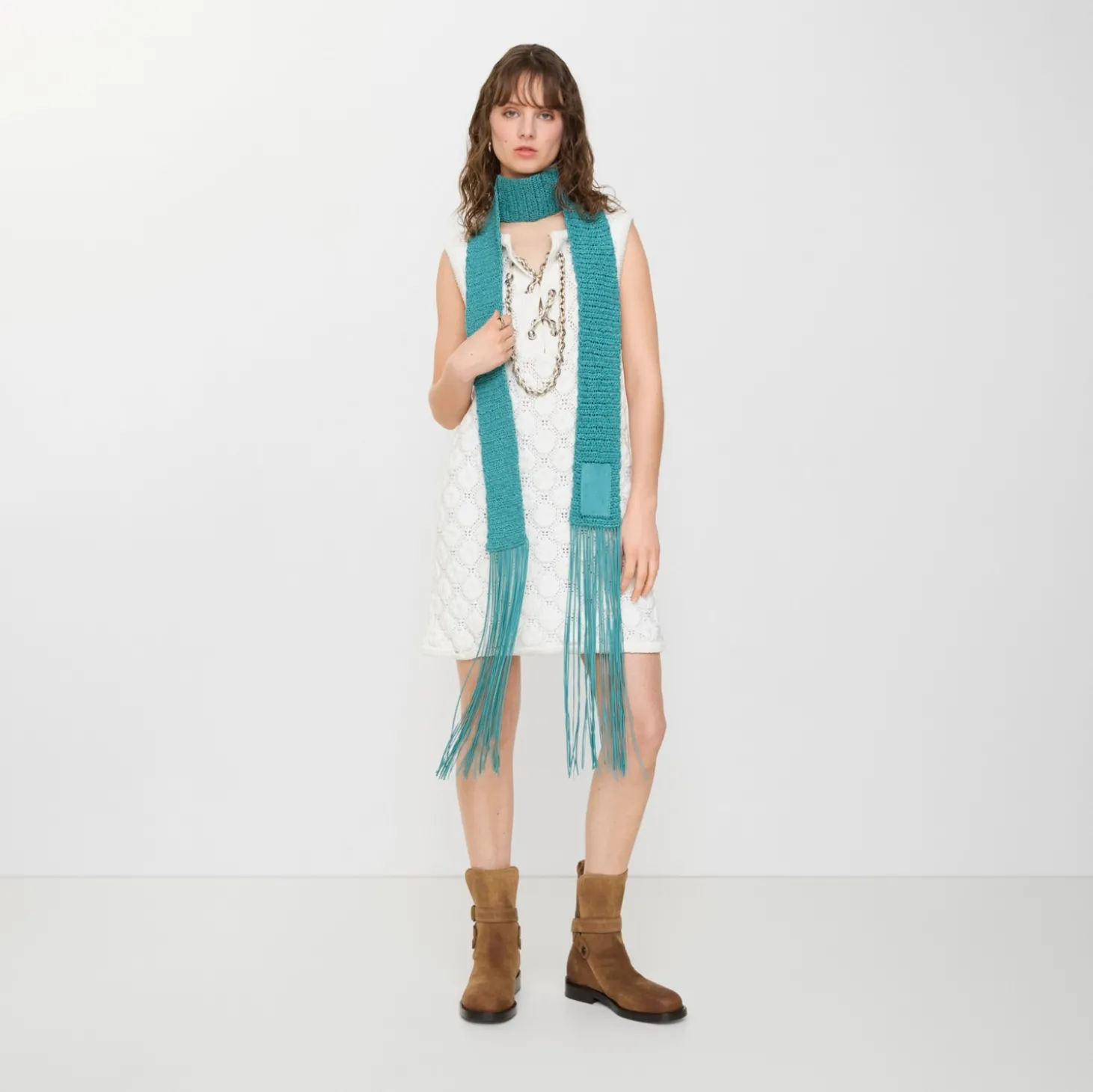 Skinny Crochet Leather Scarf