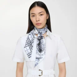 Skinny Reversible Etched Knight Silk Scarf