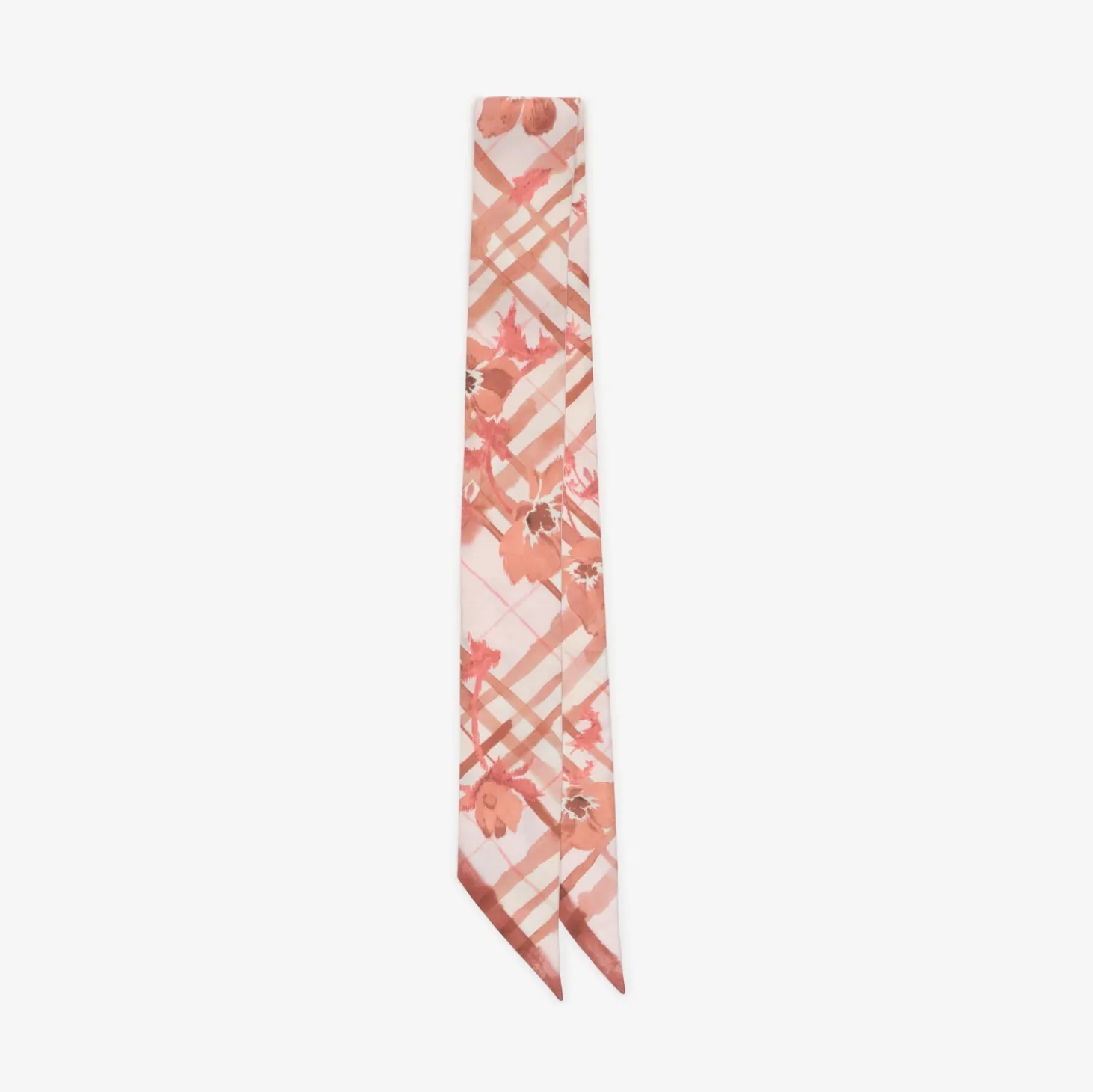 Skinny Watercolour Check Silk Scarf