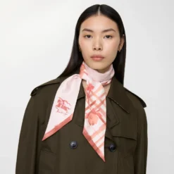 Skinny Watercolour Check Silk Scarf