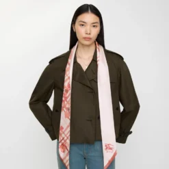 Skinny Watercolour Check Silk Scarf