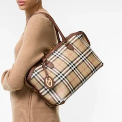 Small Check Zip Tote