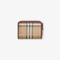 Small Check Zip Wallet