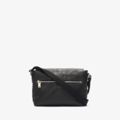 Small Embossed Check Buckled Messenger Bag