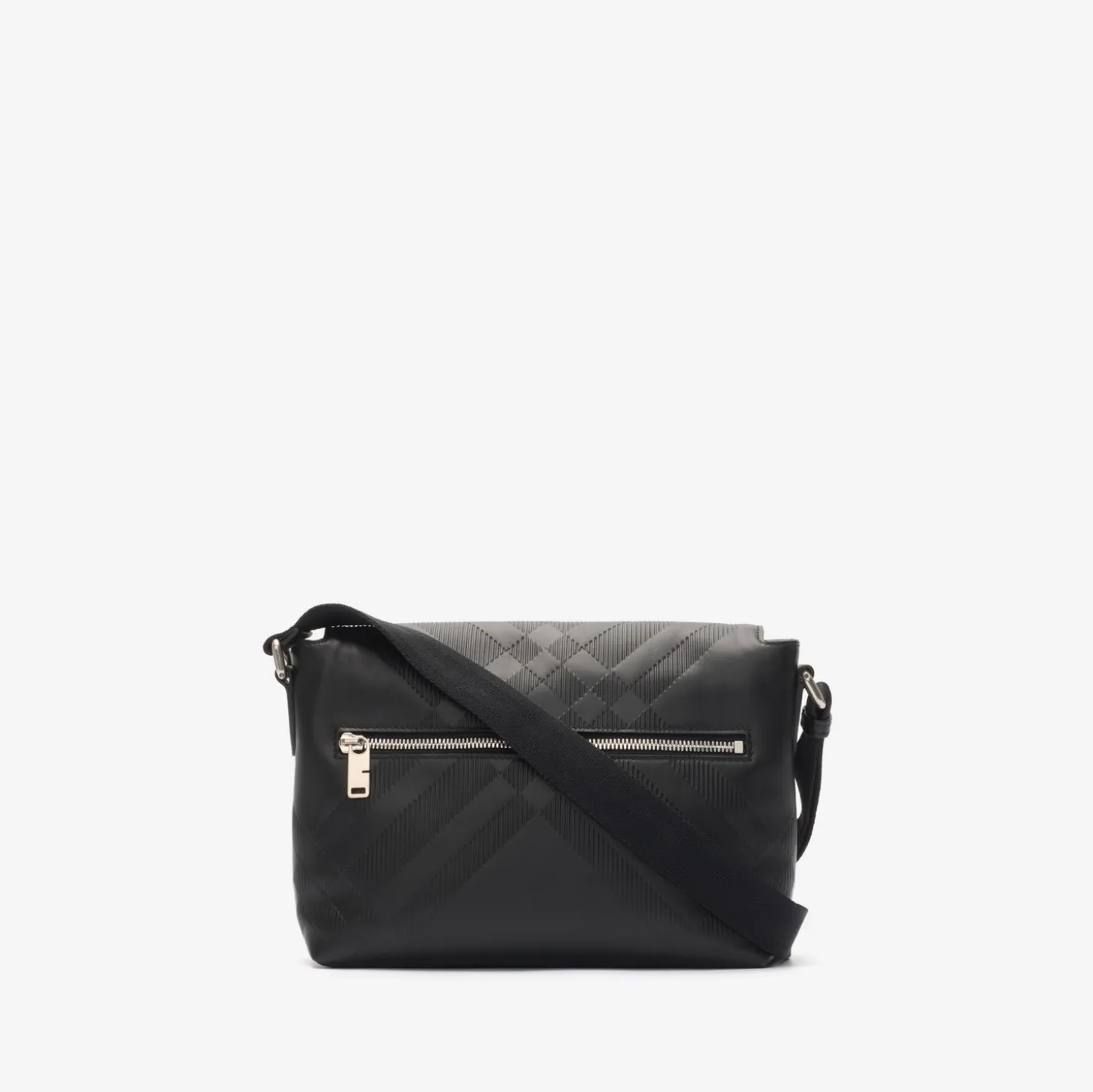 Small Embossed Check Buckled Messenger Bag