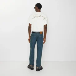 Straight Check Turn-up Jeans