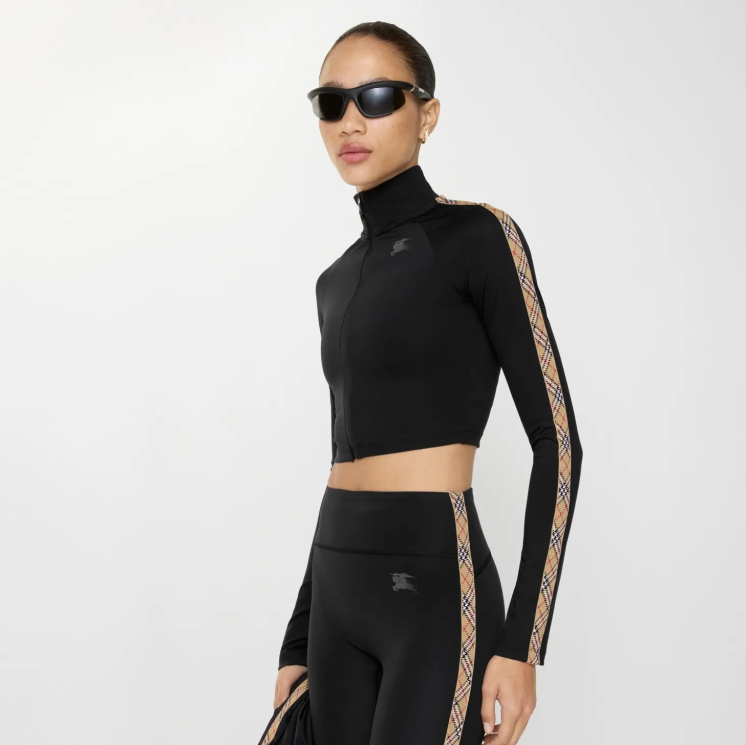 Stretch Nylon Cropped Track Jacket