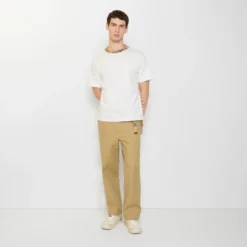 Textured Check Cotton Trousers