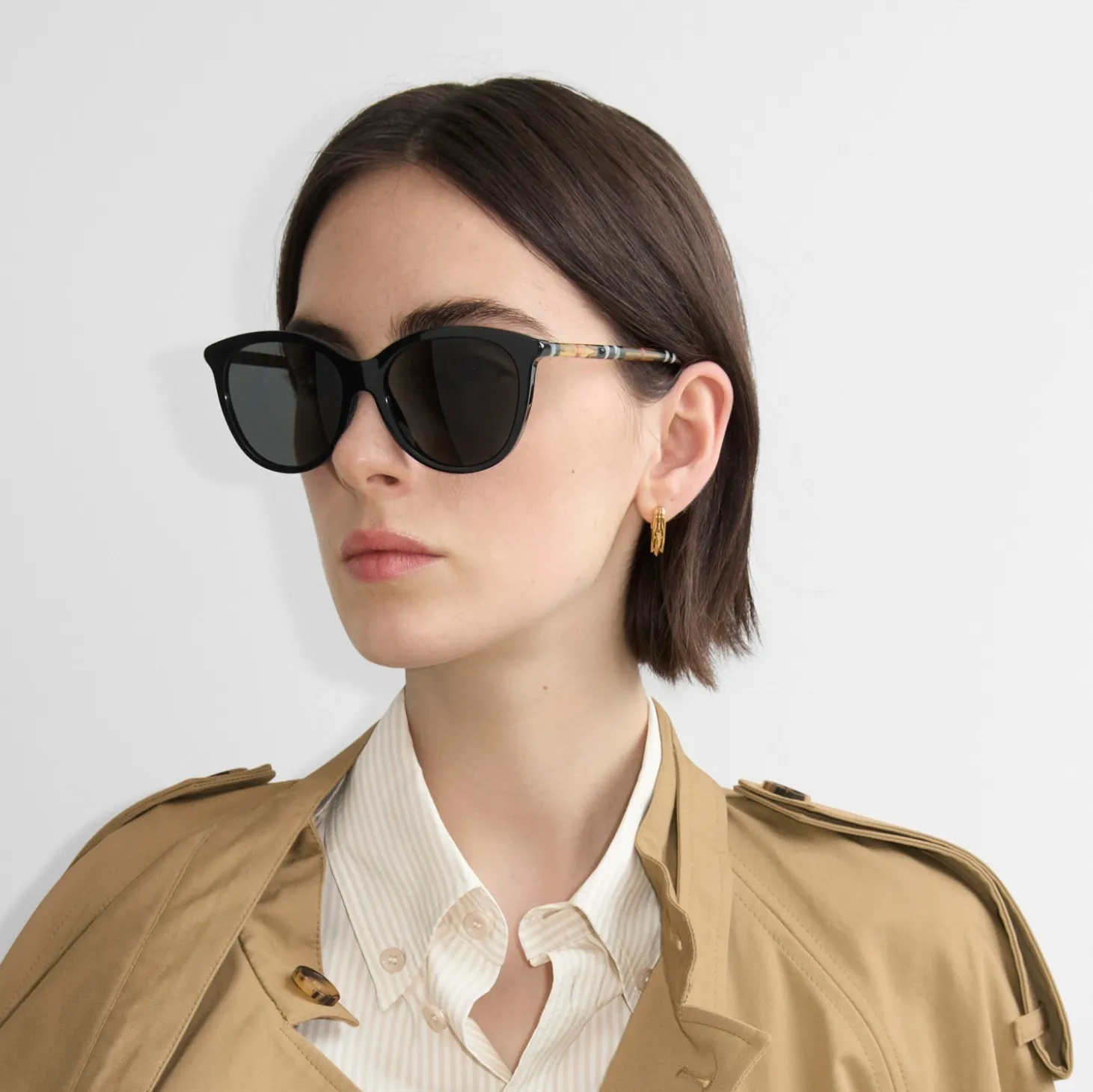 Tubular Check Round Sunglasses