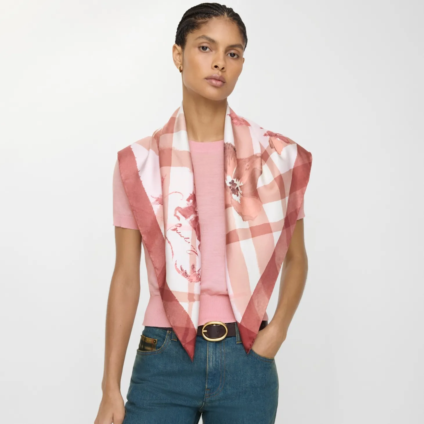 Watercolour Check Silk Scarf