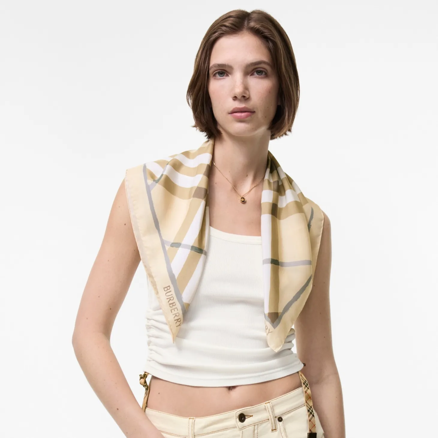 Watercolour Check Silk Scarf