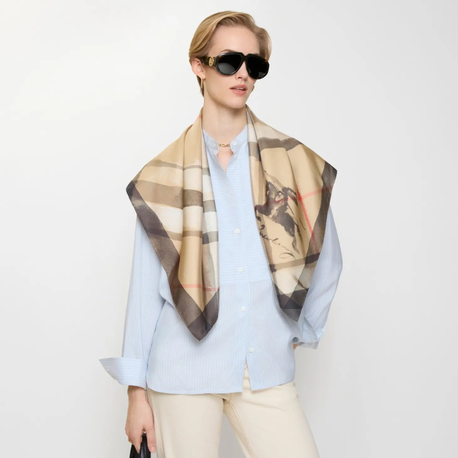 Watercolour Check Silk Scarf
