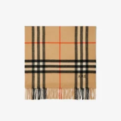 Wide Check Cashmere Scarf