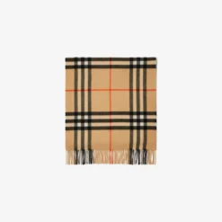 Wide Check Cashmere Scarf