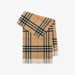 Wide Check Cashmere Scarf