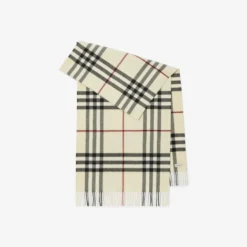 Wide Check Cashmere Scarf