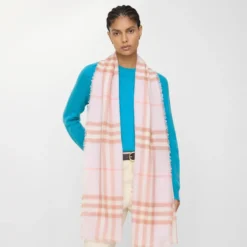 Wide Check Wool Scarf