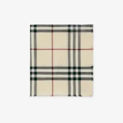 Wide Check Wool Scarf