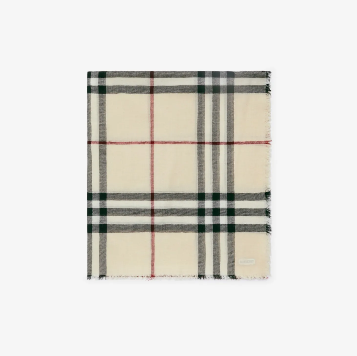 Wide Check Wool Scarf