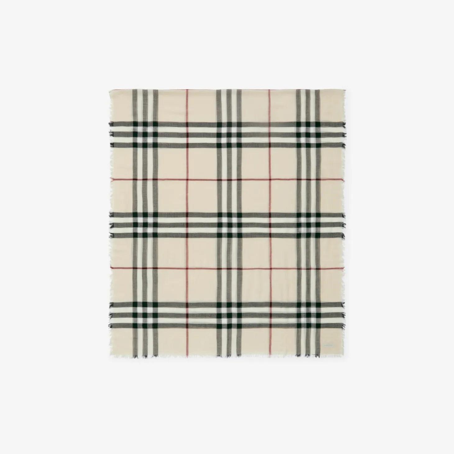 Wide Check Wool Scarf