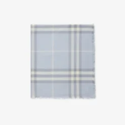 Wide Check Wool Scarf