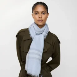 Wide Check Wool Scarf