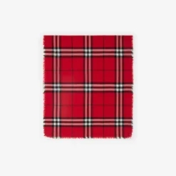 Wide Check Wool Scarf