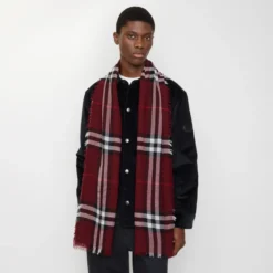 Wide Check Wool Scarf