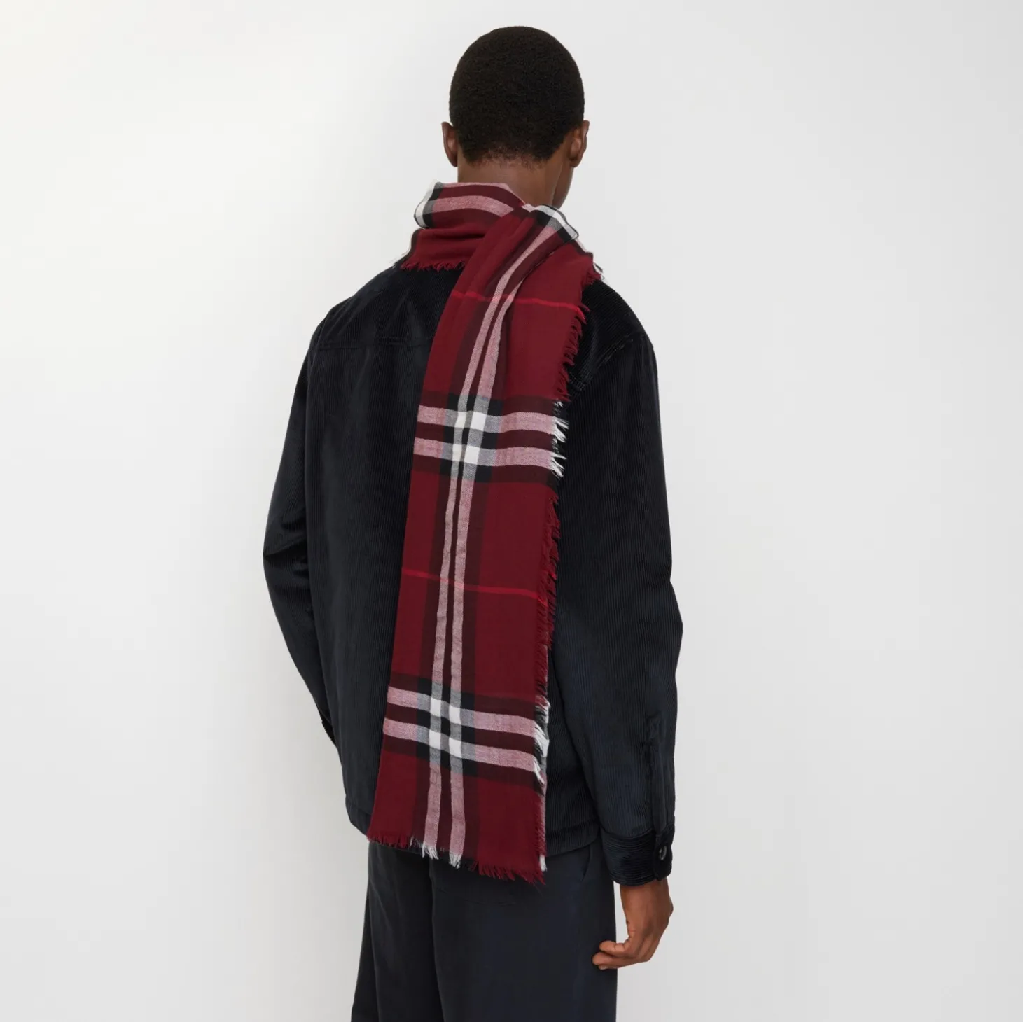 Wide Check Wool Scarf