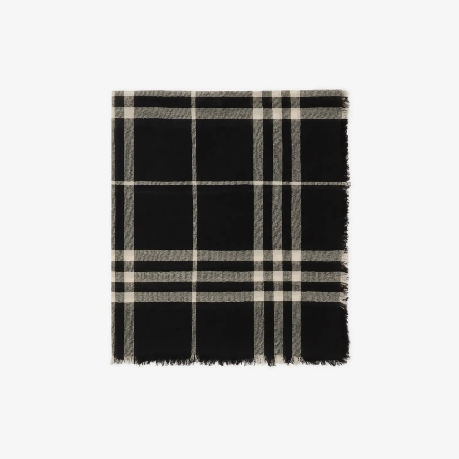 Wide Check Wool Scarf