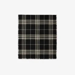 Wide Check Wool Scarf