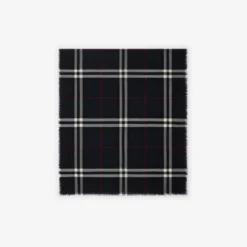 Wide Check Wool Scarf