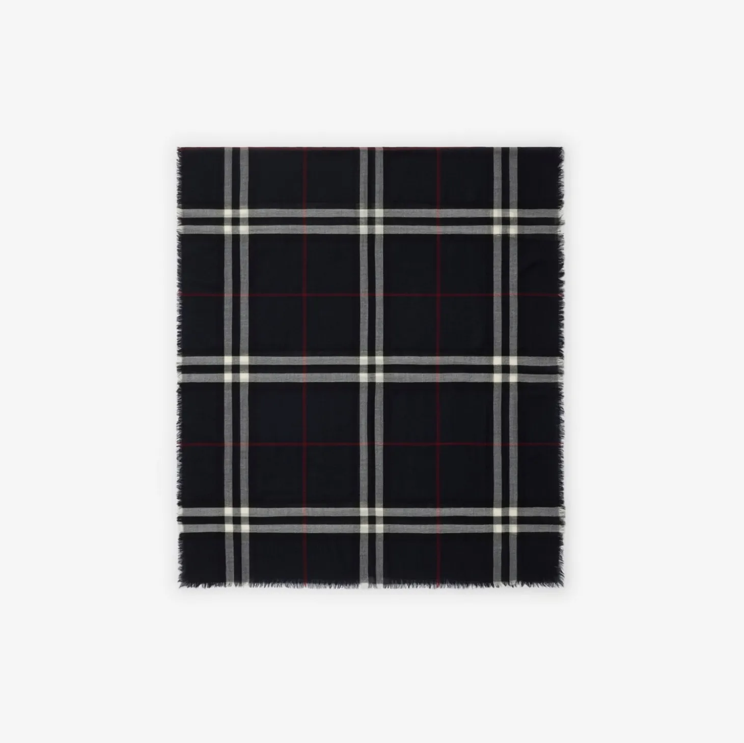Wide Check Wool Scarf