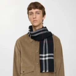 Wide Check Wool Scarf